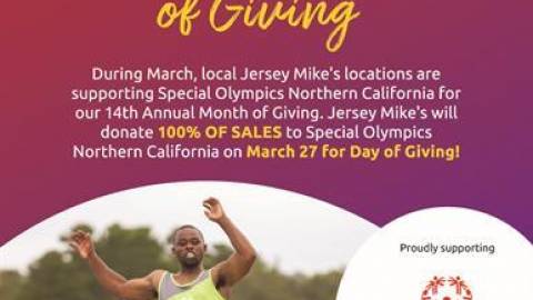 Jersey Mike's Big Day of Giving Benefiting Special Olympics Northern California