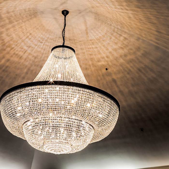 chandelier in hotel banquet room