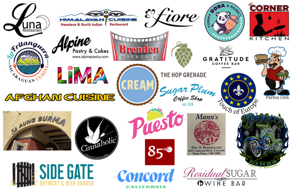 A collage of the logo for each of the restaurants participating in restaurant bingo