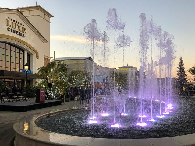 fountain outside of movie theater