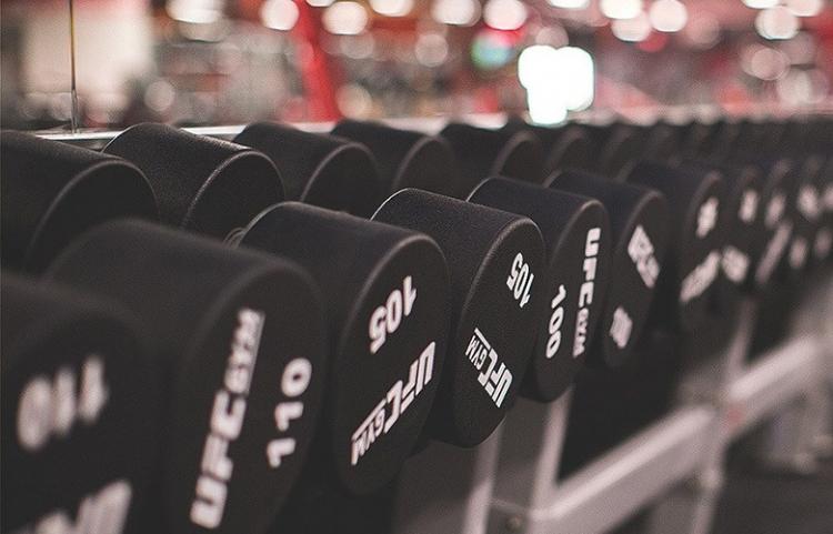 weight rack along a wall