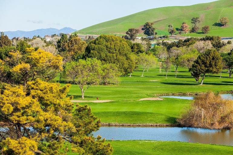 overhead view of golf course