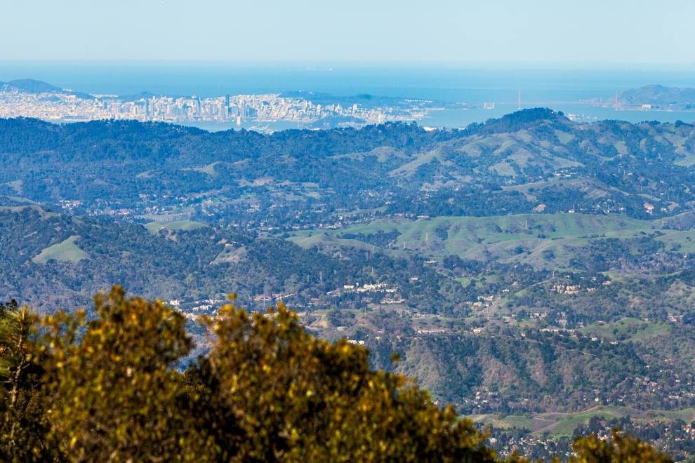 mountain-top view of san fransisco bay area